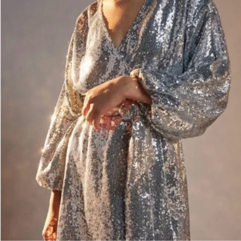 Beautiful silver sequin dress by Anthropologie.